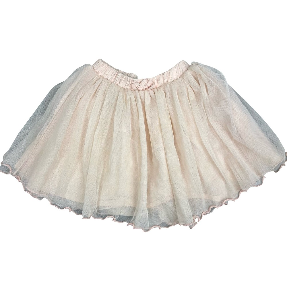 Zara Skirt Kids Girls 3–4 Ivory Blush Tulle Elastic Waist Layered Ballet